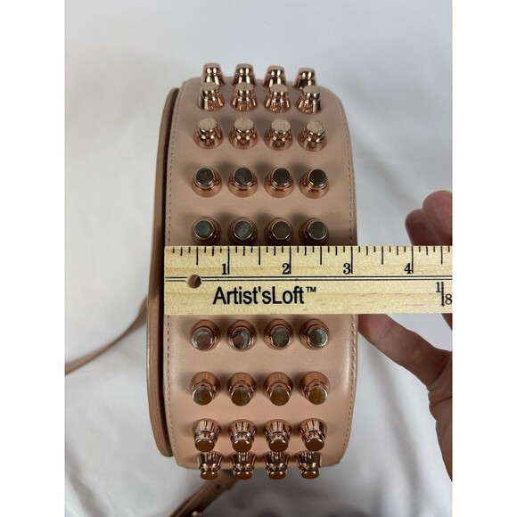 Alexander Wang Lia Leather Crossbody Shoulder Bag Peach Tan Nude Studded Bottom - Picture 12 of 16